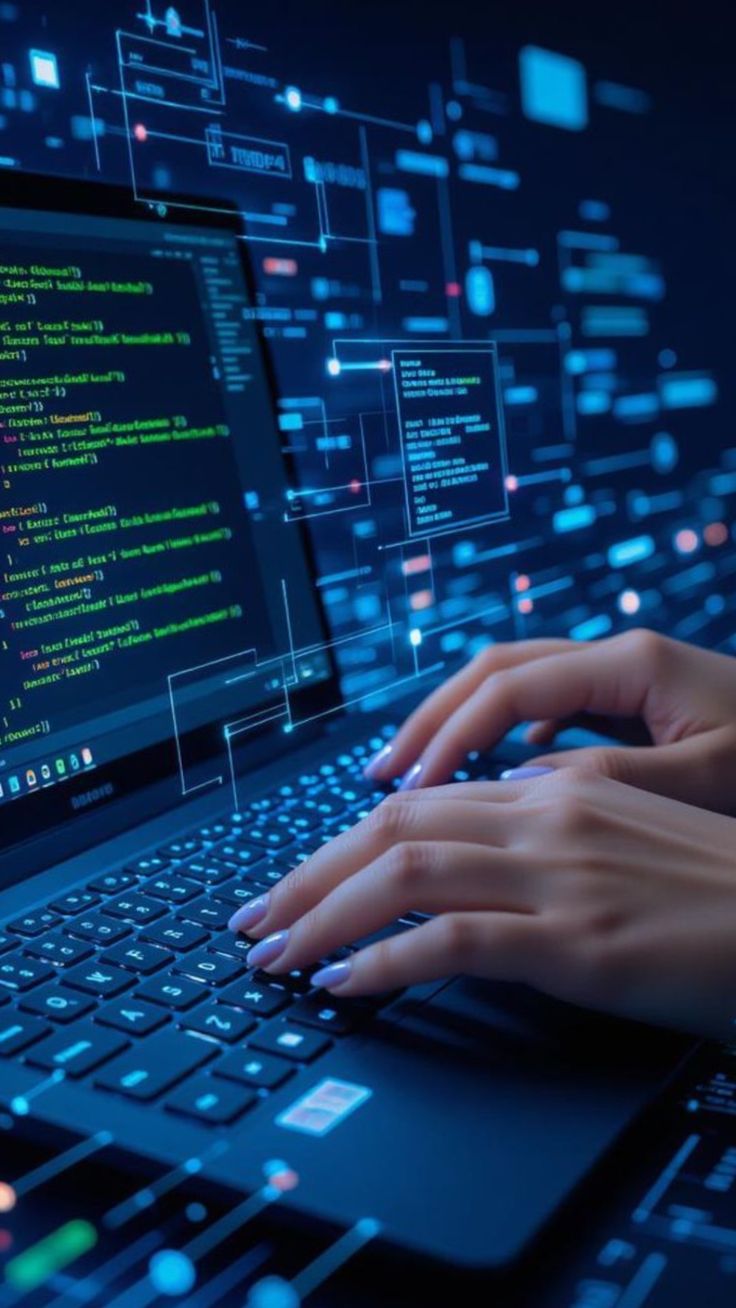 Developer building software with live holographic data